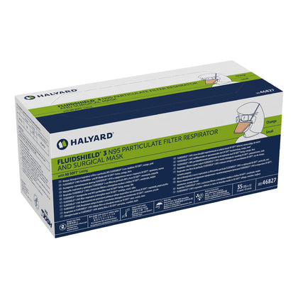 Halyard FluidShield N95 Particulate Filter Respirator and Surgical Mask - Box of 35
