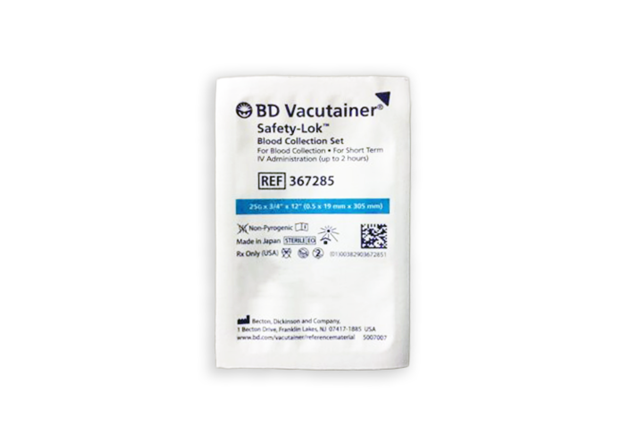 BD Vacutainer SafetyLok 367285 Blood Collection Set 25 G x 3/4" Nee
