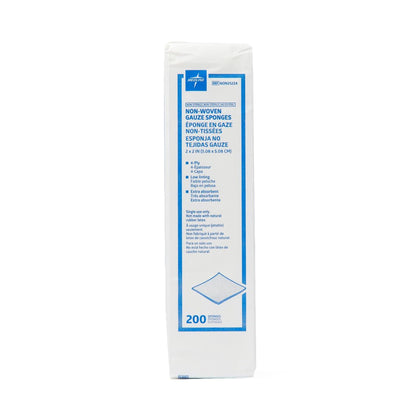 Medline Avant Gauze® Nonwoven Sponge - 2 x 2 Inch, 4-Ply, White, 200 per Pack (NON25224)