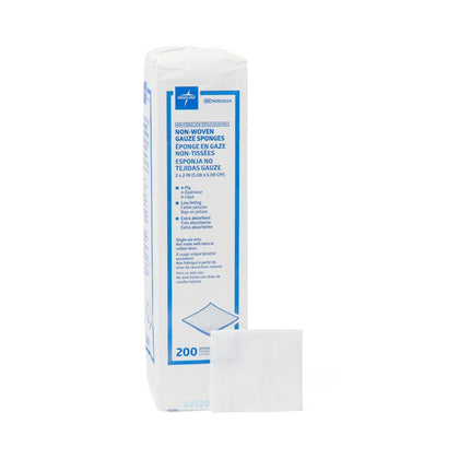 Medline Avant Gauze® Nonwoven Sponge - 2 x 2 Inch, 4-Ply, White, 200 per Pack (NON25224)