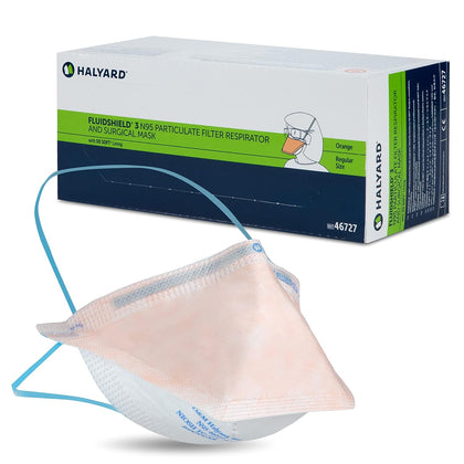Halyard FluidShield N95 Particulate Filter Respirator and Surgical Mask - Box of 35