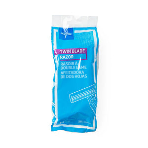Medline Disposable Twin Blade Facial Razor - Ultrathin Micro-Coated Steel Blades - Case of 500