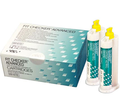 GC Fit Checker Advanced White Occlusal Indicator, 2 x 48 mL Cartridges & 3 Mixing Tips