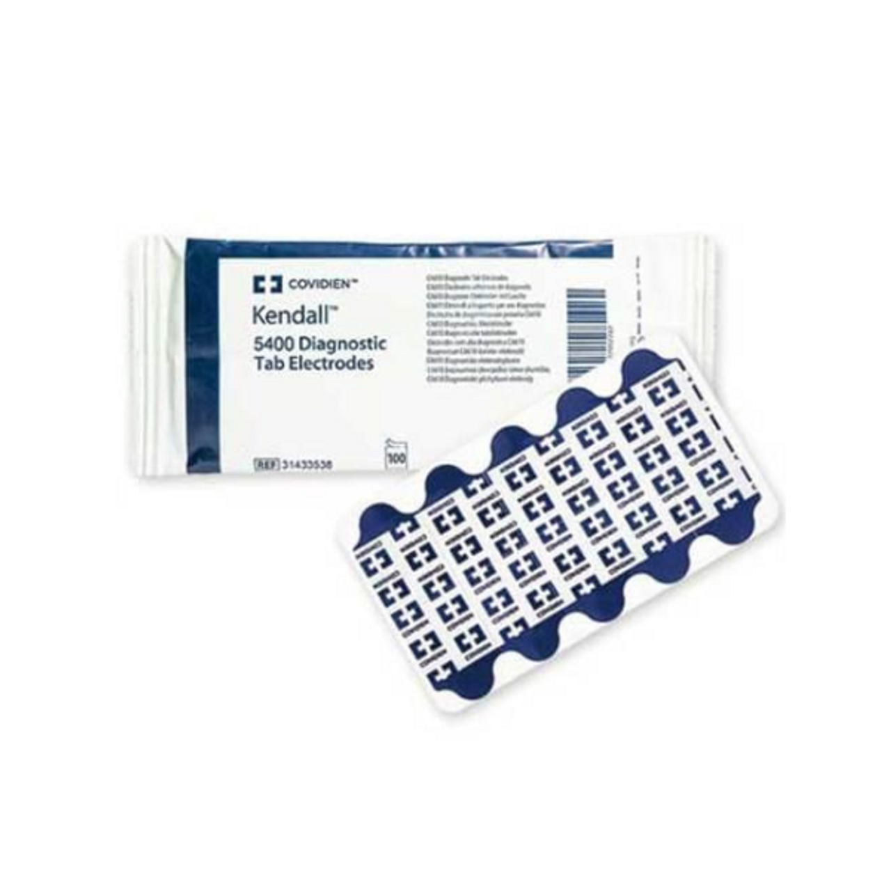 Cardinal Q-Trace 5400 Blue Resting Diagnostic Tab Electrode ECG - Foam Backing, Tab Connector, Radiolucent/MR Tested - 1000/Pack