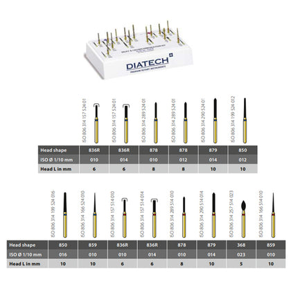 Coltene Diatech Inlay & Crown Preparation Kit - 14 FG Multilayer Diamond Burs