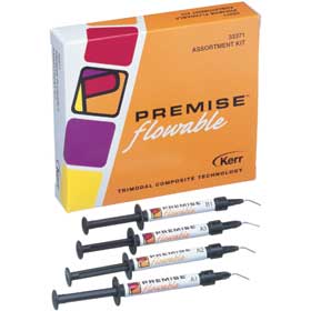 Kerr Premise Flowable A2 Composite Syringe Kit - 4 Syringes (1.7 Gm Each) with 40 Applicator Tips