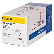Look X500B Plain Gut Absorbable Sutures – 5-0, 18”, C6 3/8 Circle 19mm, 12 Per Pack