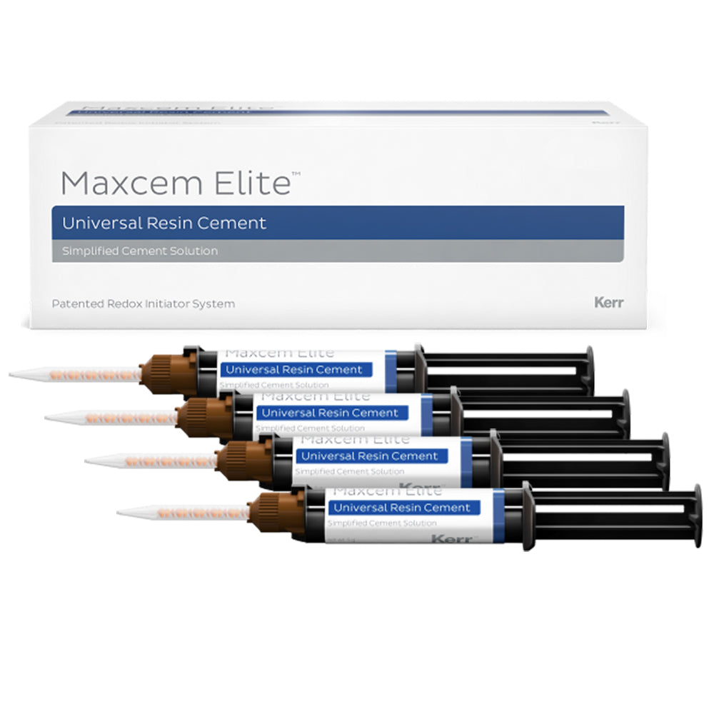 Kerr Maxcem Elite Bulk Pack - Clear Universal Resin Cement for Indirect Restorations | 4x5g Syringes & 40 Tips