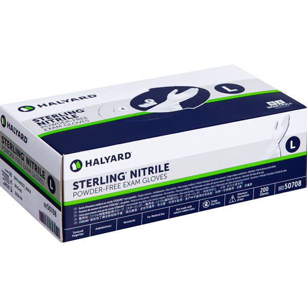 Halyard Sterling Nitrile Exam Gloves For Hand Protection- Large, Powder-Free, 9.5