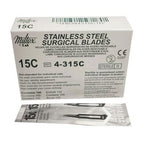 Miltex-Integra #15C Sterile Stainless Steel Surgical Scalpel Blade, Box of 100