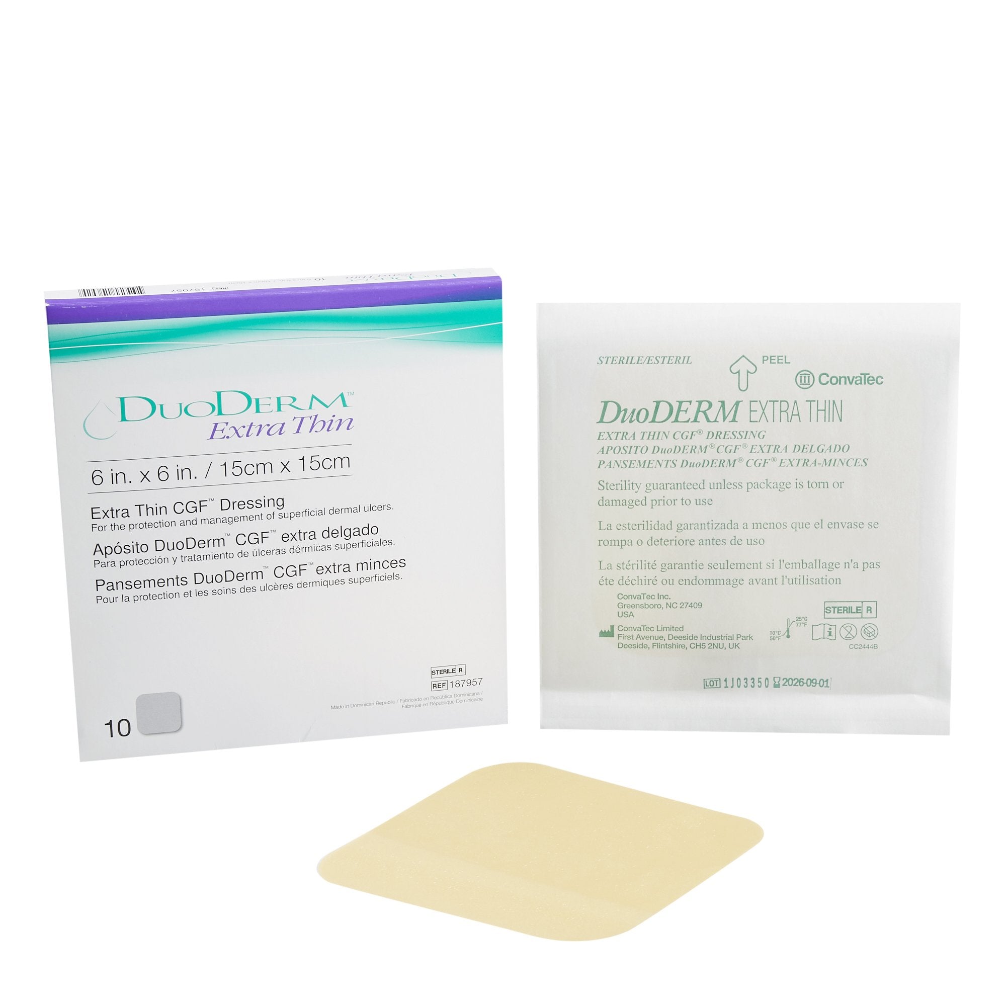 Convatec DuoDERM® Extra Thin Hydrocolloid Dressing - 6 X 6 Inch Square - Sterile Adhesive Wound Care