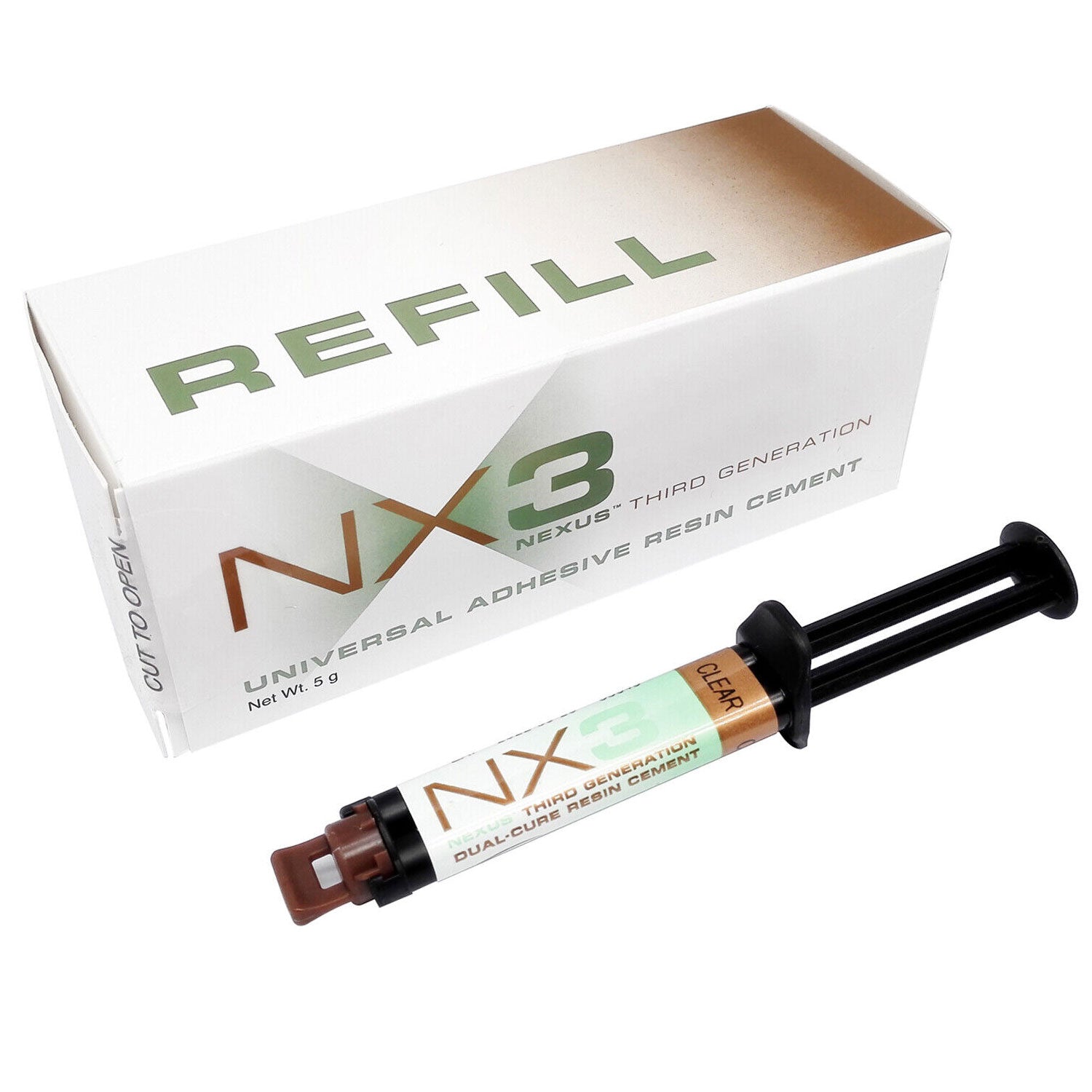 Kerr NX3 Dual-Cure Refill: Universal Adhesive Resin Cement - Clear Shade, 5g Automix Syringe