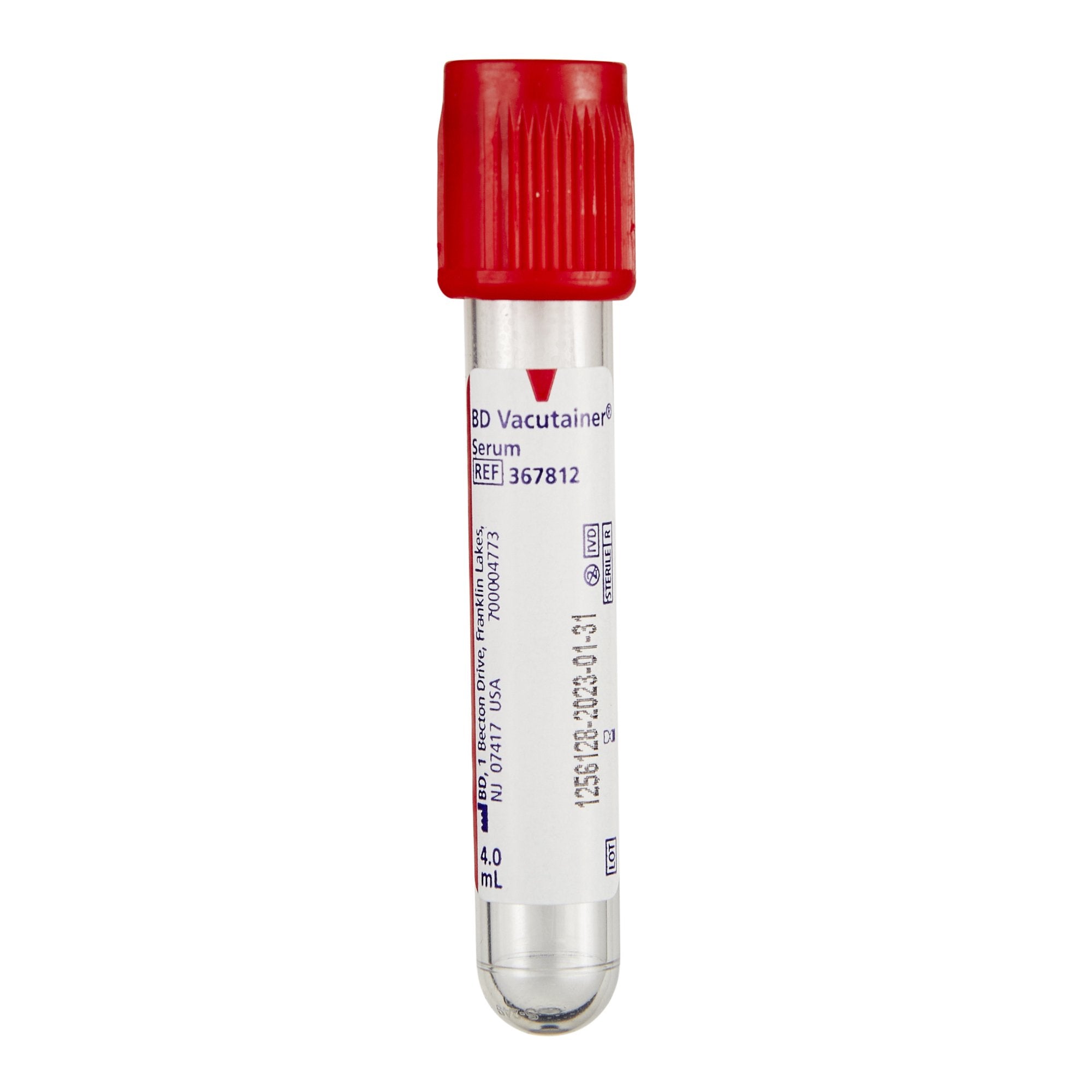 BD Vacutainer 367812 Serum Blood Collection Tubes - 13x75mm, 4mL - 100 tubes per box
