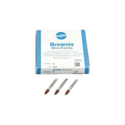 Shofu Dental Brownie Prepolish Latch Mini Point - 12/Pack, Precious Metal Polishing