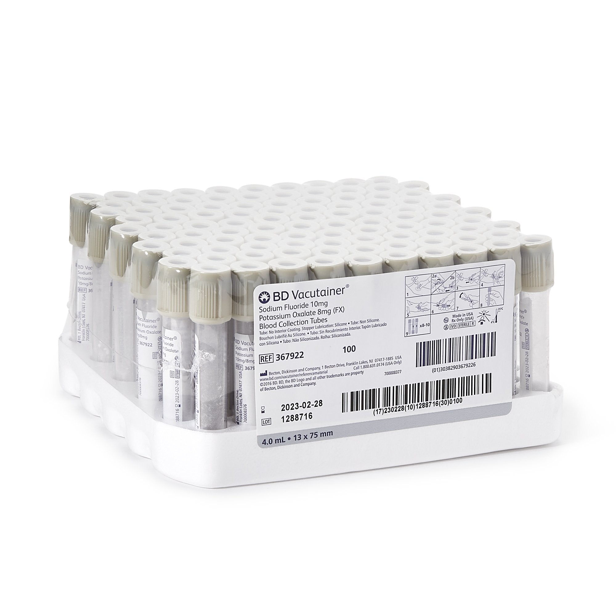 BD Vacutainer® Venous Blood Collection Plastic Tube with Sodium Fluoride / Potassium Oxalate Additive - 4 mL
