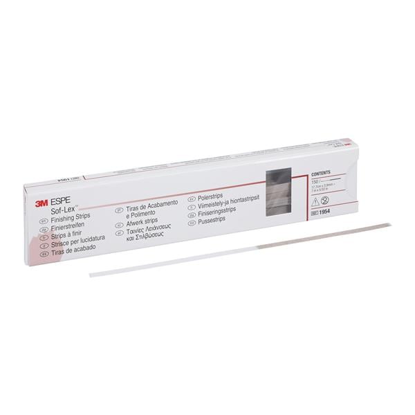 Box of 3M ESPE Sol-Lex finishing strips on a white background