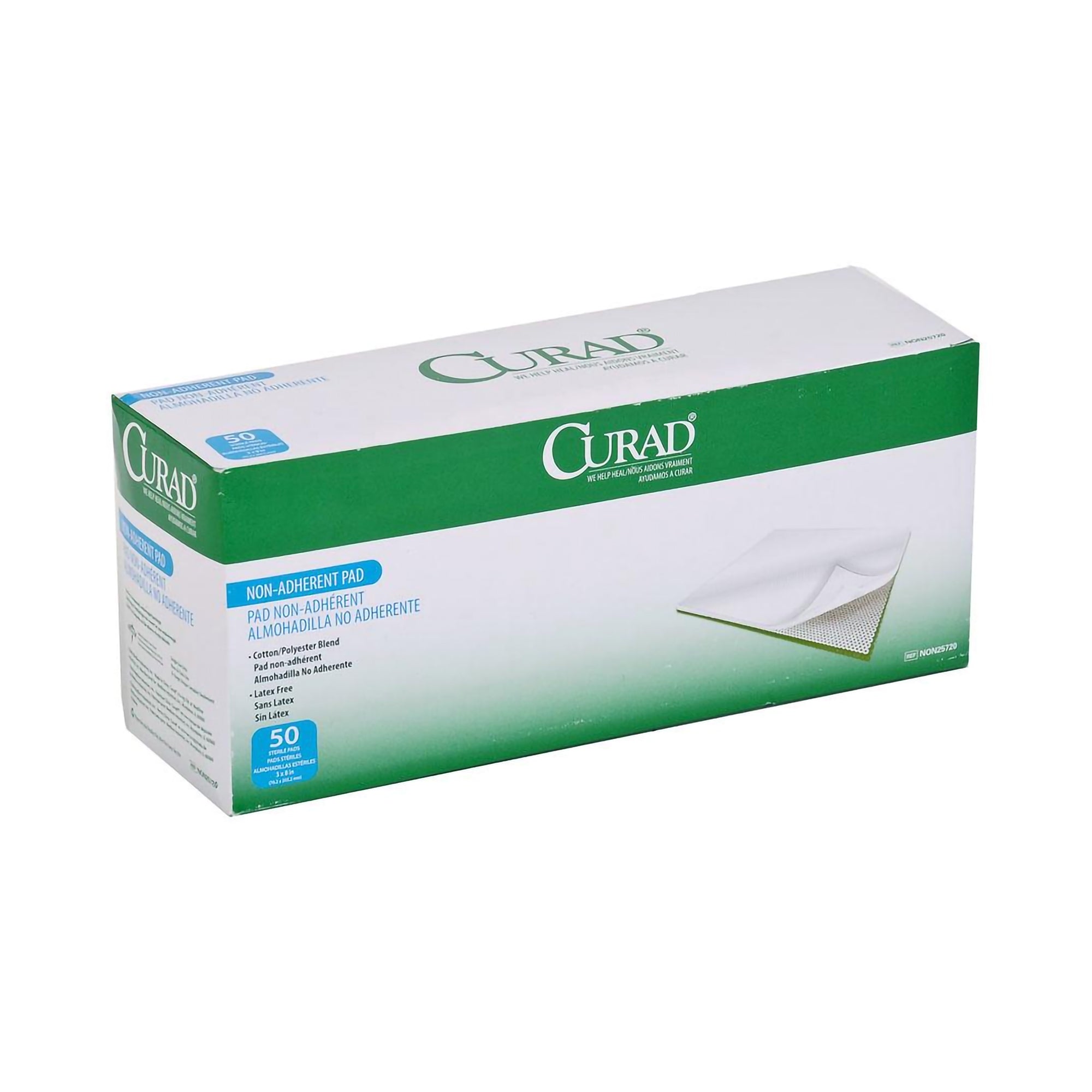 Medline Curad® Non-Adherent Dressing - 3 x 8 Inch, White, Sterile, Cotton/Polyester Rectangle (50/BX)