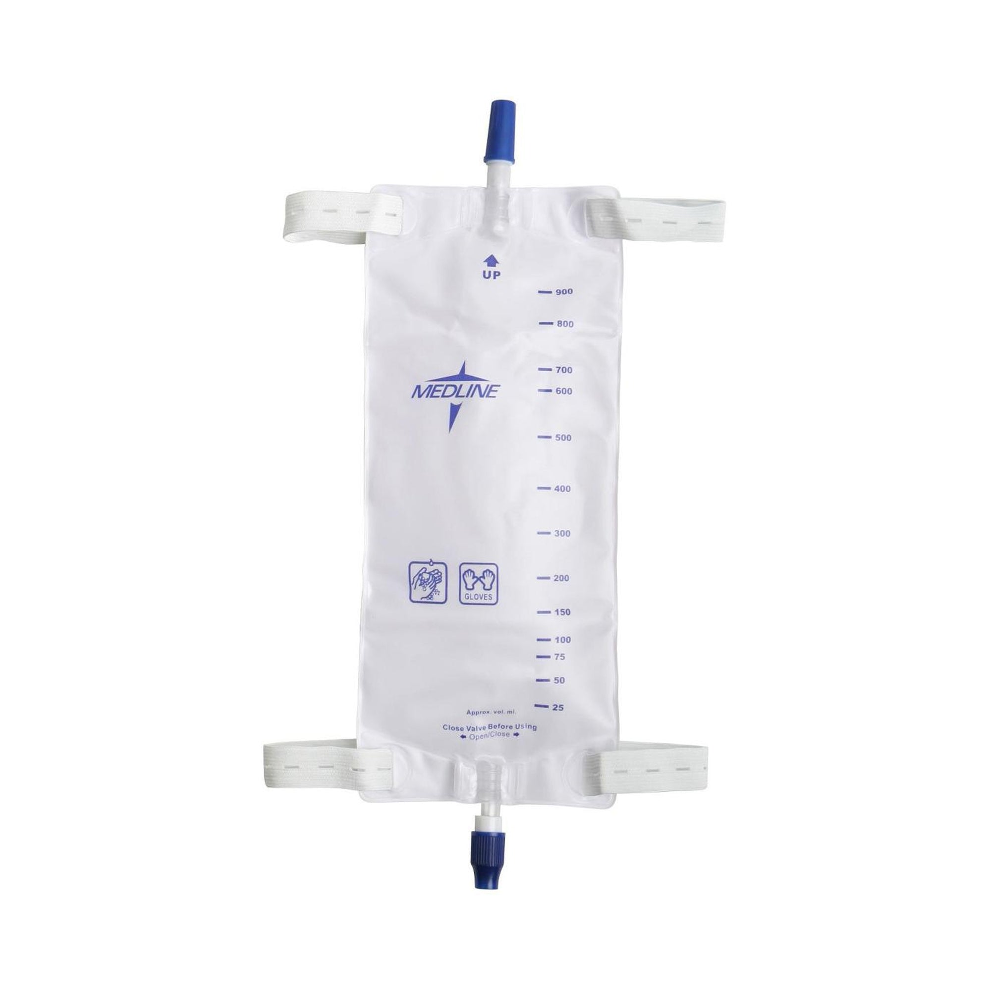 Medline® Urinary Leg Bag with Anti-Reflux Valve - 950 mL Vinyl for Sterile Fluid Path