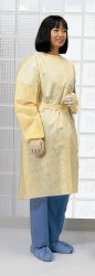 Cardinal Protective Procedure Gown, One Size Fits Most, Yellow, NonSterile, Disposable - DAMAGED CASE