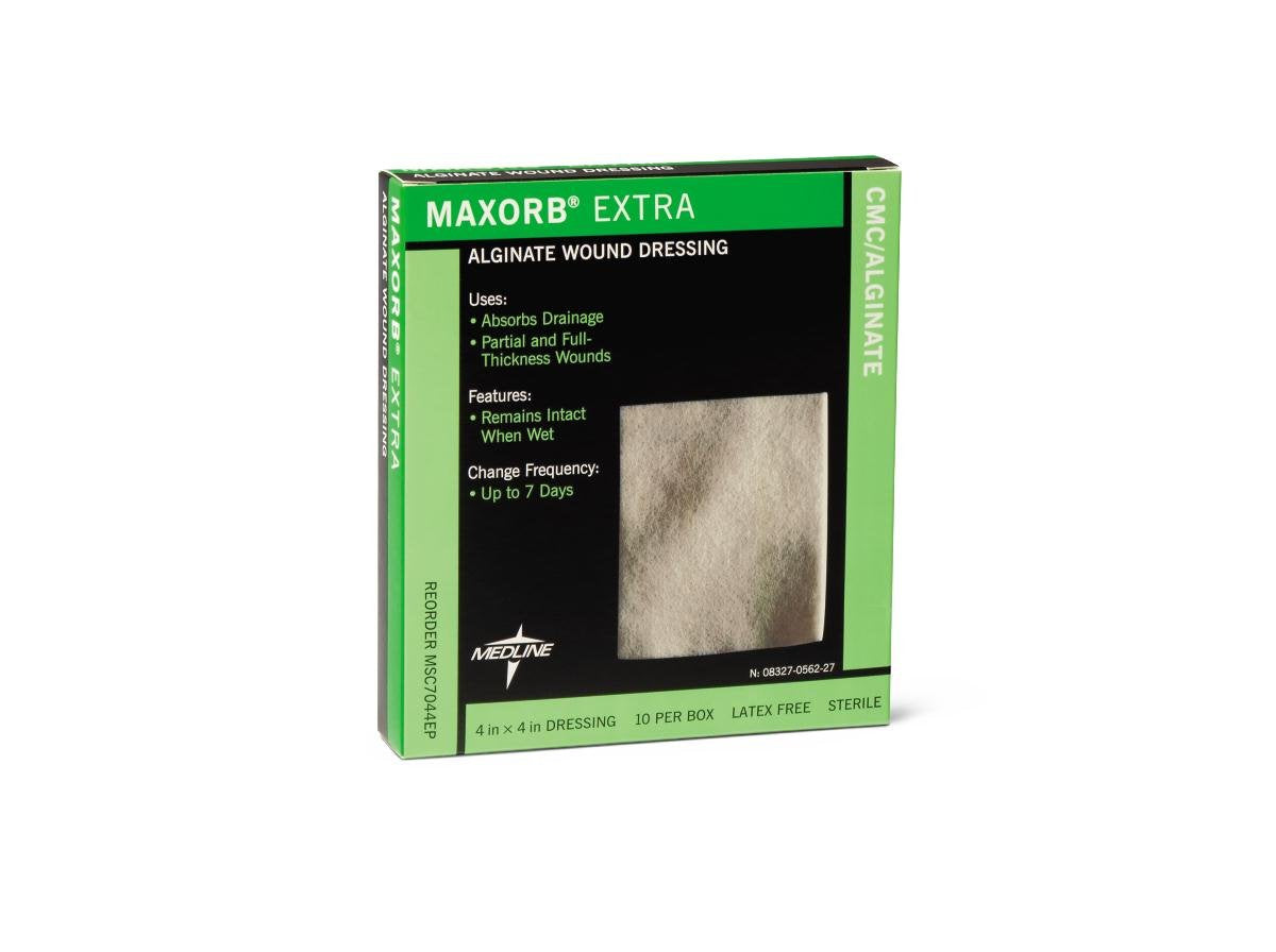 Medline Maxorb® Extra Alginate Dressing 4 X 4 Inch Square - Highly Absorbent