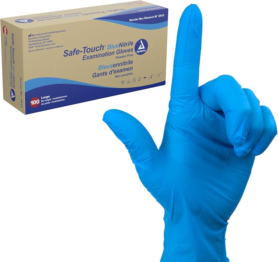 Medicom SafeTouch Exam Gloves – Medium Blue, Non-Sterile (Standard & Open Box)