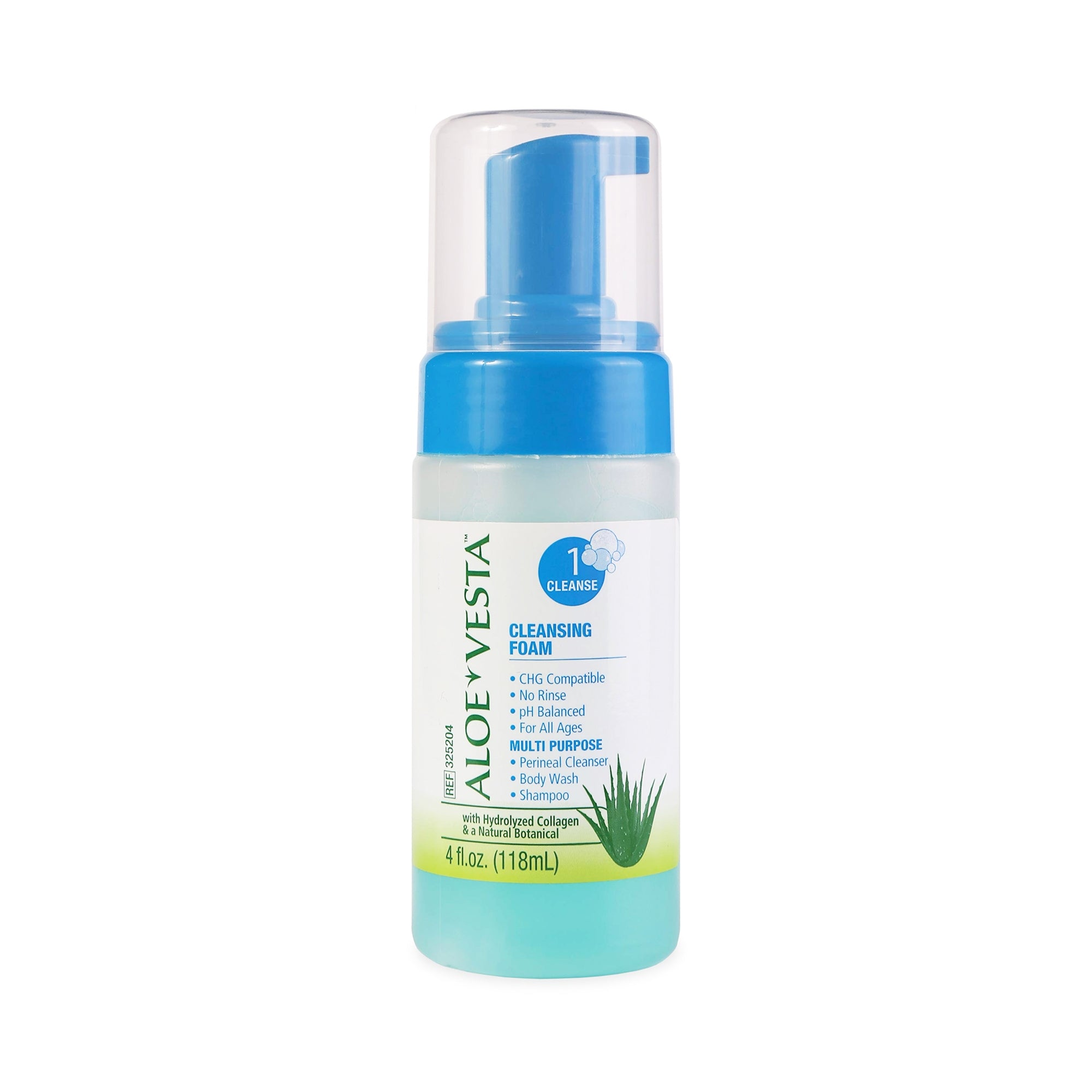 Medline Aloe Vesta® Foaming Rinse-Free Body Wash 4 oz. Pump Bottle Clean Scent