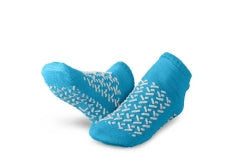 Medline Blue Ankle High Slipper Socks - Large, Skid-Resistant Sole (48PR/CS)