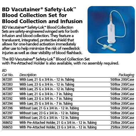 BD Vacutainer Safety-Lok Blood Collection Set - 25G x 3/4