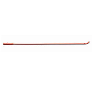 Medline Red Rubber Latex Urethral Intermittent Catheter with Coude Tip - 14 Fr x 16