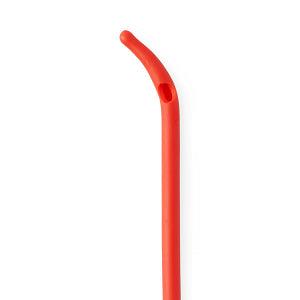 Medline Red Rubber Latex Urethral Intermittent Catheter with Coude Tip - 14 Fr x 16