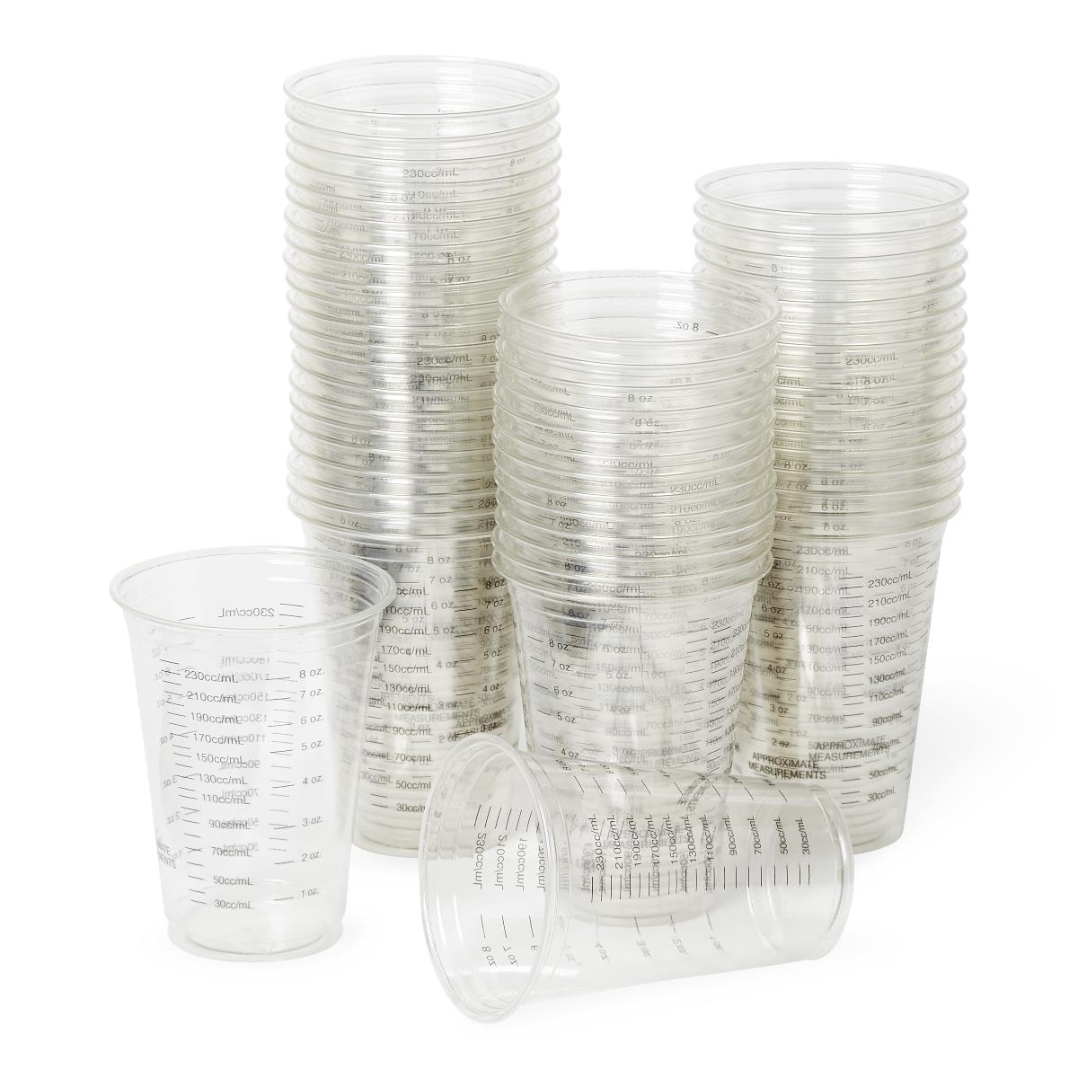 Medline Disposable Graduated Cold Plastic Drinking Cups - 10 oz, Clear with Black Graduations Each