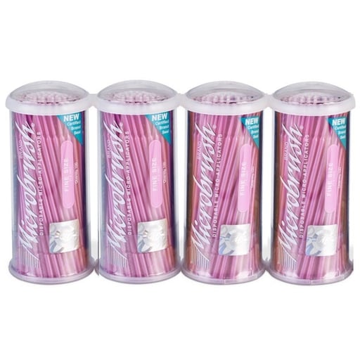 Microbrush Tube Series, Fine, Pink micro-applicators, 4 tubes of 100 applicators each