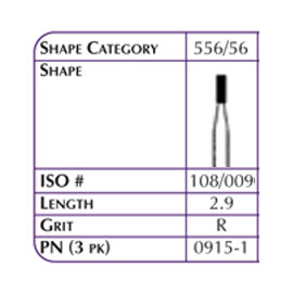 Hybrid Points FG #556 Diamond Bur - Flat End Cylinder Shape - Regular Grit - 1/Pack