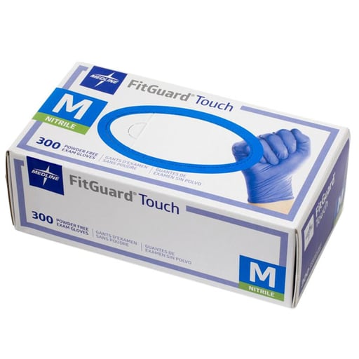 Medline FitGuard Touch Nitrile Exam Gloves, powder-free design - Medium Size (300/Box)