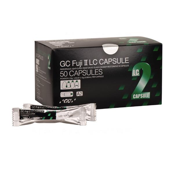 GC Fuji II LC A2 Capsules- Light-Cure Resin Reinforced Glass Ionomer - 50/Pk