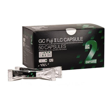 GC Fuji II LC Light-Cure Resin Reinforced Glass Ionomer Capsules - Shades A2 & A3, 50/Pk