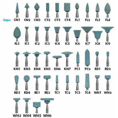 Shofu Dura-Green WH6 Wheel HP (Handpiece) - Silicon Carbide Finishing Stones (72/pk)