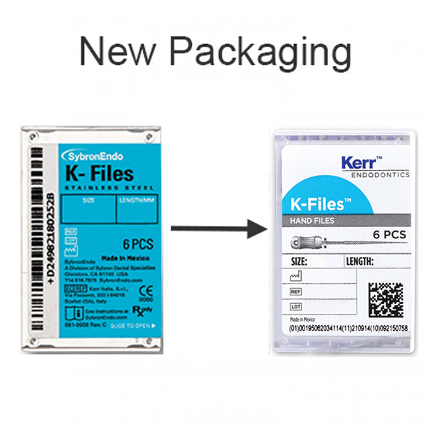 Kerr Endodontics K-Files 21mm #10 - Box of 6 Stainless Steel Files For Durability