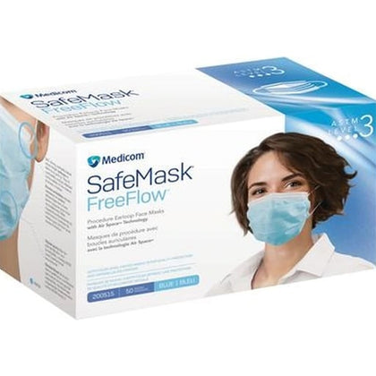 Medicom SafeMask FreeFlow ASTM Level 3 Earloop Face Mask – Sold by the Case