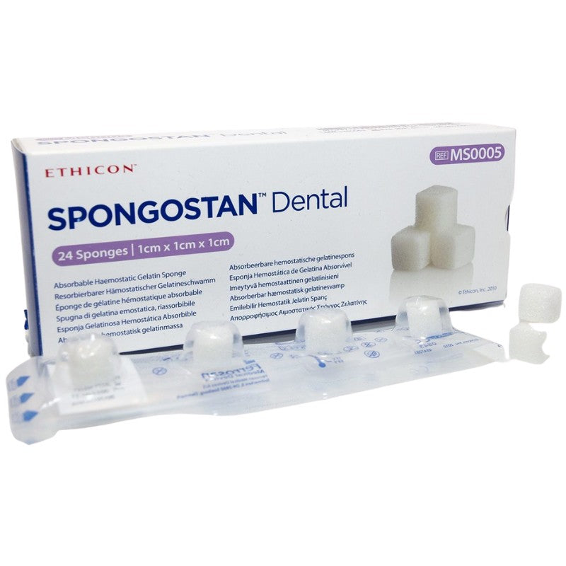 Ethicon Spongostan Absorbable Hemostatic Gelatin Sponge, 1cm x 1cm x 1cm, Sterile- 24/Box