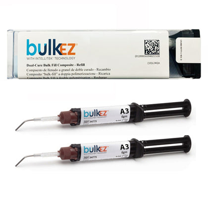 Bulkez dental composite with packaging on a white background