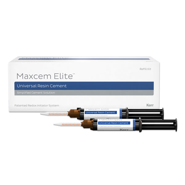 Kerr Maxcem Elite White Refill - Resin Cement for Indirect Restorations - 2x5g Syringes & 24 Tips