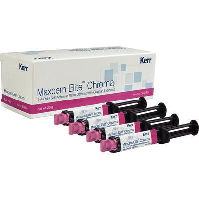 Kerr Maxcem Elite Chroma Resin Cement - Clear, Dual Cure Bulk Kit for Dental Restorations