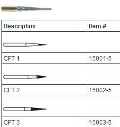 SS White FG CFT2 12 Blade Tapered Fissure T&F Bur - Pack of 5 Burs